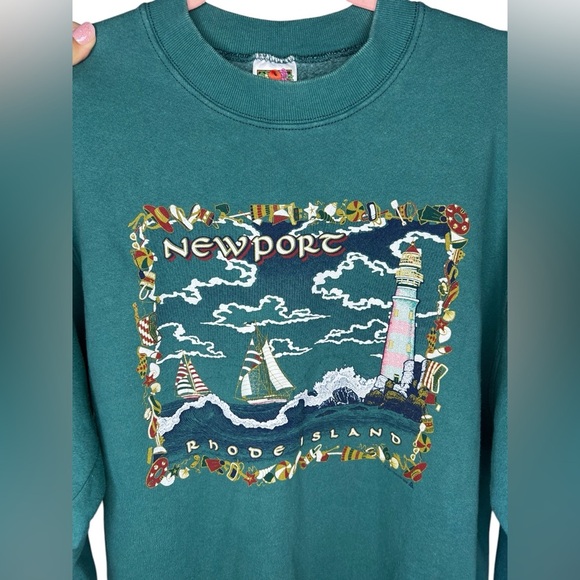 Vintage Newport Rhode Island Crewneck Sweater Distressed Fade Men Large USA 90s - Picture 4 of 9